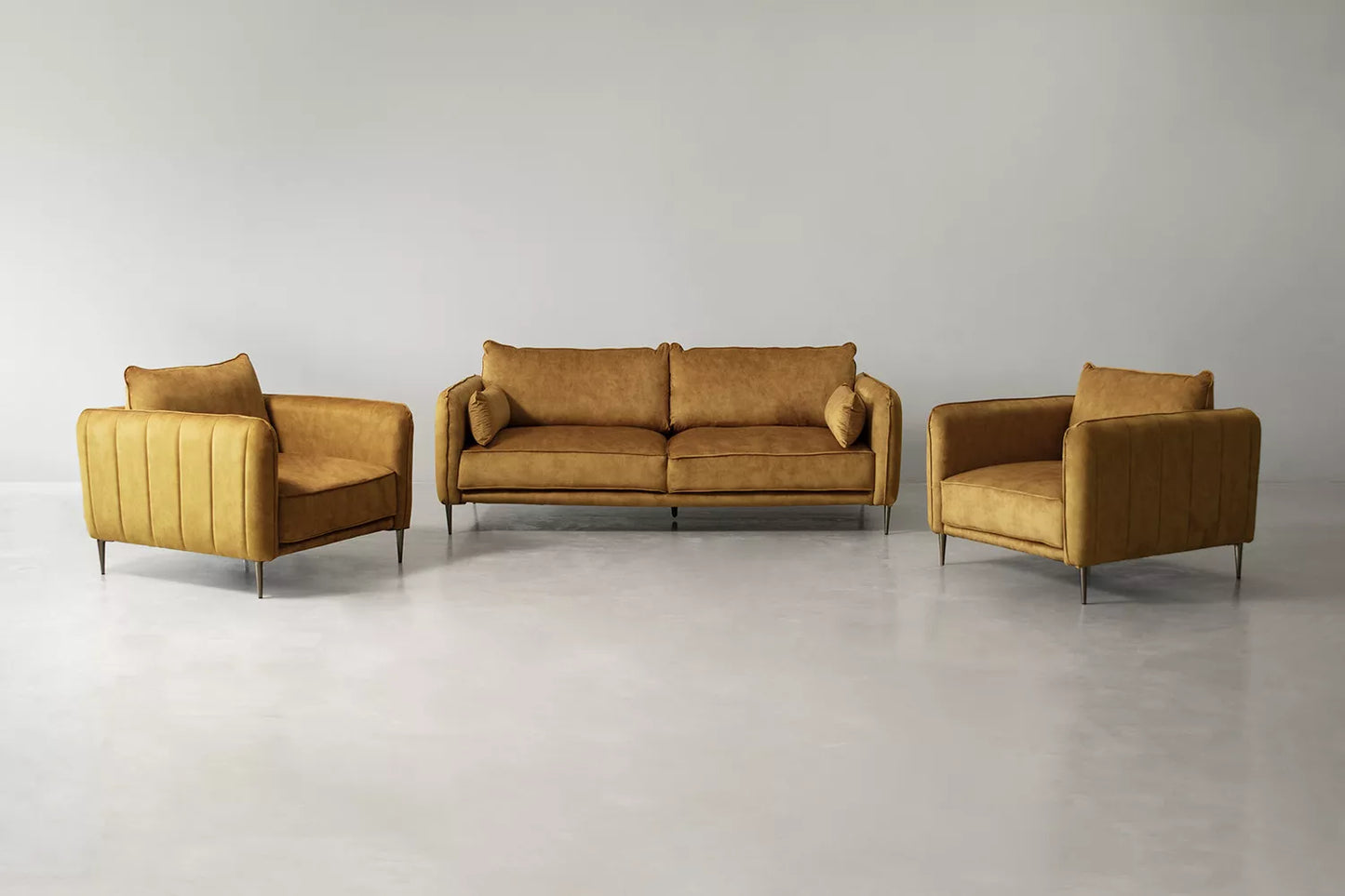 Set Aldano Miel 3 Piezas Incluidas (Sofá 3 Plazas, 2 Poltronas)
